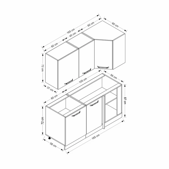 Minar 165Cm Köşe Mtfk Dlp Byz K165-B1 - Resim 8