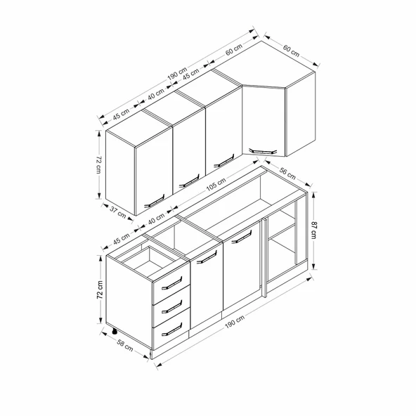 Minar 190Cm Köşe Mtfk Dlp Byz K190-B2 - Resim 8