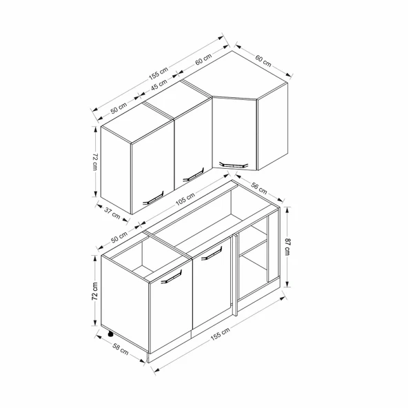 Minar 155Cm Köşe Mtfk Dlp Byz K155-B1 - Resim 8