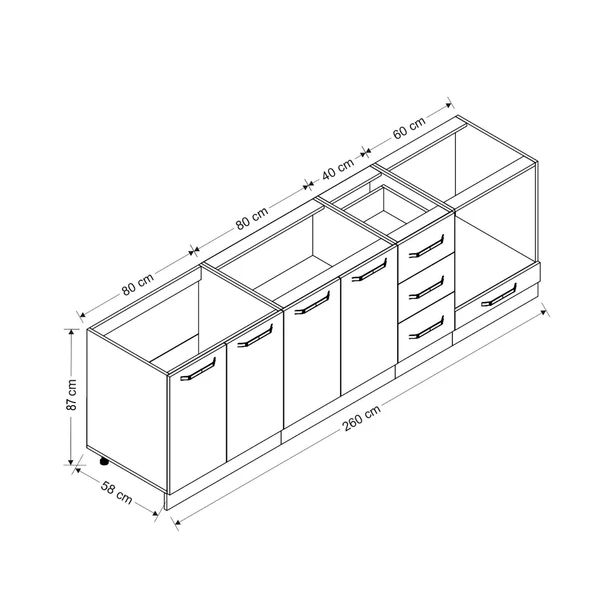 Minar 260 Cm Mutfak Dlb Byz 260-B3-Alt - Resim 2
