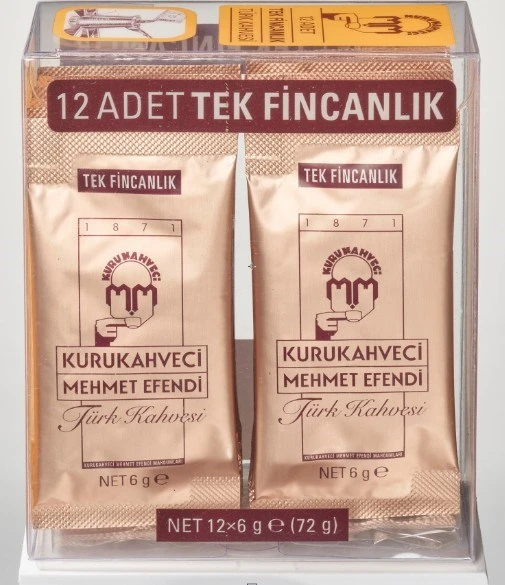 Kurukahveci Mehmet Efendi Tek Fincanlık Türk Kahvesi Kutu 12 x 6 G ürün görseli 1