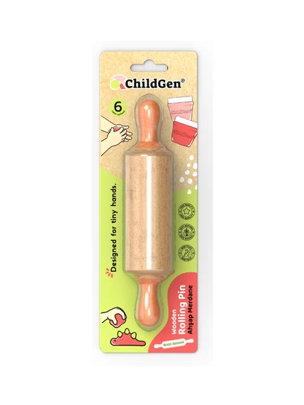 ChildGen Mini Ahşap Merdane-turuncu ürün görseli 1