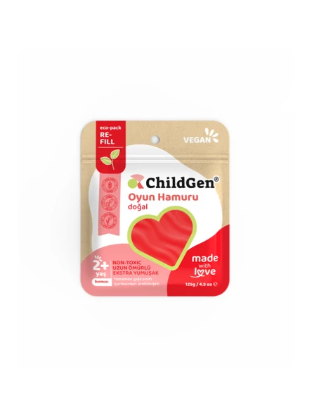 ChildGen Doğal Oyun Hamuru - Kırmızı Vakumlu Kartuş Paket ürün görseli 1