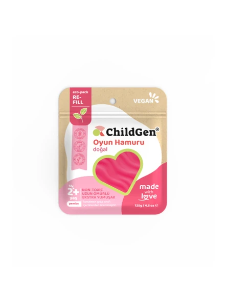 ChildGen Doğal Oyun Hamuru - Pembe -vakumlu Kartuş Paket - (ecopack-refill) ürün görseli 1