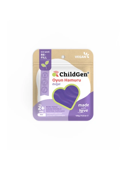 ChildGen Doğal Oyun Hamuru - Mor -vakumlu Kartuş Paket - (ecopack-refill) ürün görseli 1