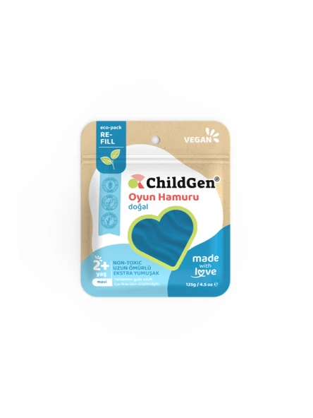 ChildGen Doğal Oyun Hamuru - Mavi -vakumlu Kartuş Paket - (ecopack-refill) ürün görseli 1