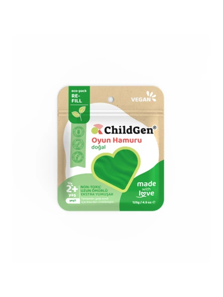 ChildGen Doğal Oyun Hamuru - Yeşil -vakumlu Kartuş Paket - (ecopack-refill) ürün görseli 1