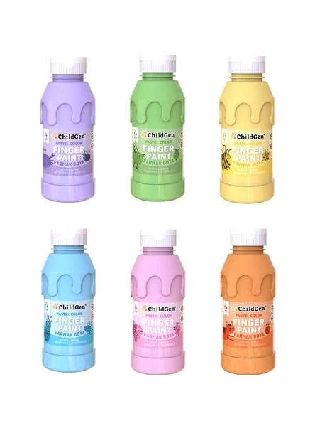 ChildGen Süper Yıkanabilir 6'lı Parmak Boya Pastel Set (350 ml x 6) ürün görseli 1