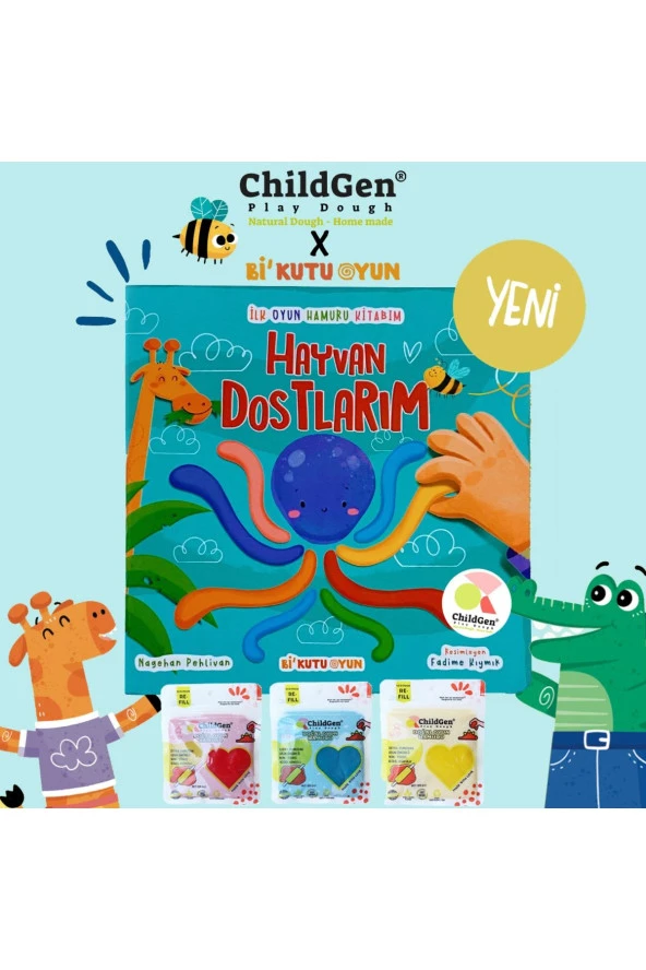 ChildGen Hayvan Dostlarım Ilk Oyun Hamuru Aktivitesi Ve 3x125 Gr Doğal Oyun Hamuru ürün görseli 1