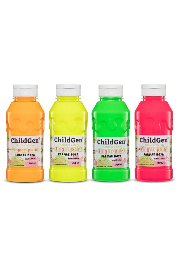 ChildGen Süper Yıkanabilir 4'lü Parmak Boya NEON Set (350 ml x 4) ürün görseli 1