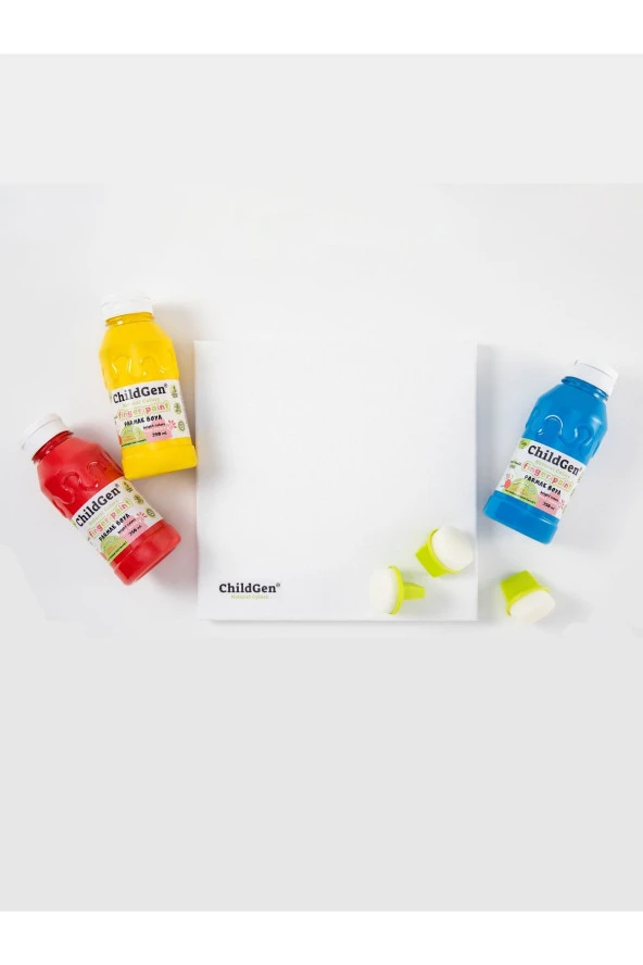 ChildGen Süper Yıkanabilir 3x350 ml parmak boya ve tuval seti - ponpon ürün görseli 1