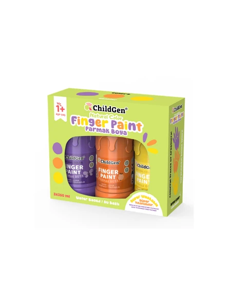 ChildGen Süper Yıkanabilir 3'lü Parmak Boya Sarı Turuncu Mor (350 ML X 3) ürün görseli 1