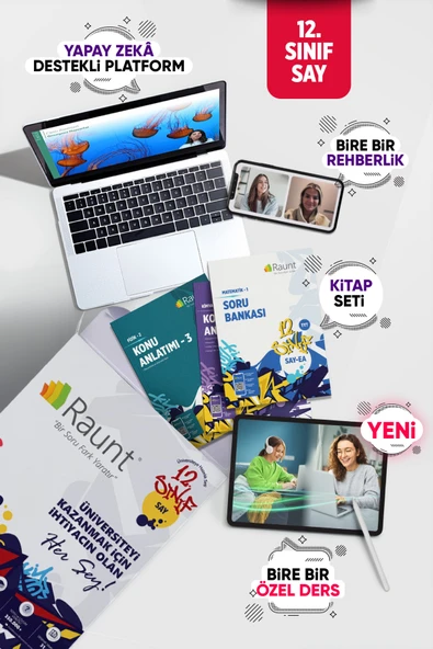 Raunt Premium YKS 2027 Sayısal Hazırlık Seti - 30 Canlı Özel Ders + Birebir Sınav Koçluğu (Yapay Zeka Destekli Dijital Platform ve 51 Parça Basılı Kitap Seti) ürün görseli 1