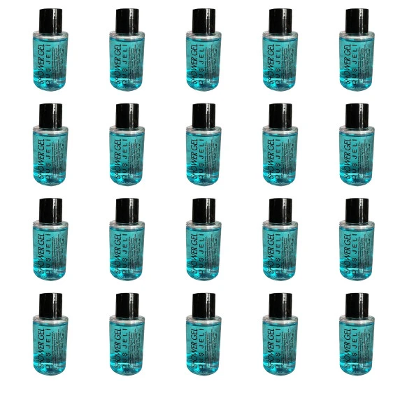 Tek Kullanımlık Mini Otel Seyehat Kamp Duş Jeli - Mavi - Şişe - 30 cc / 30 ml. - 20 Adet ürün görseli 1