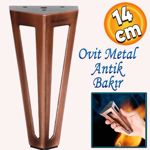 Ovit Açık Koltuk Baza Puf Kanepe Tv Ünite Masa Mobilya Ayağı Ayakları Metal Ayak 14 Cm Antik Bakır ürün görseli 1