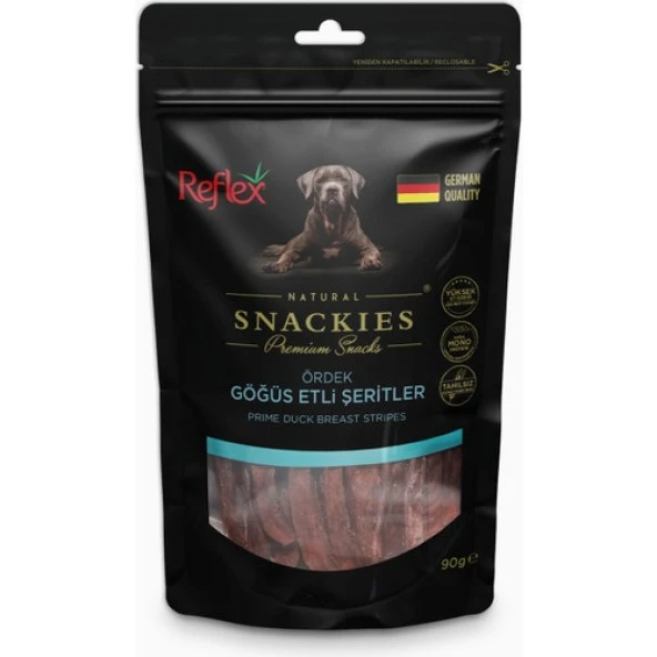 Reflex Snackies Ördek Göğüs Şeritleri Kurutulmuş Et Köpek Ödülü 90gr ürün görseli 1