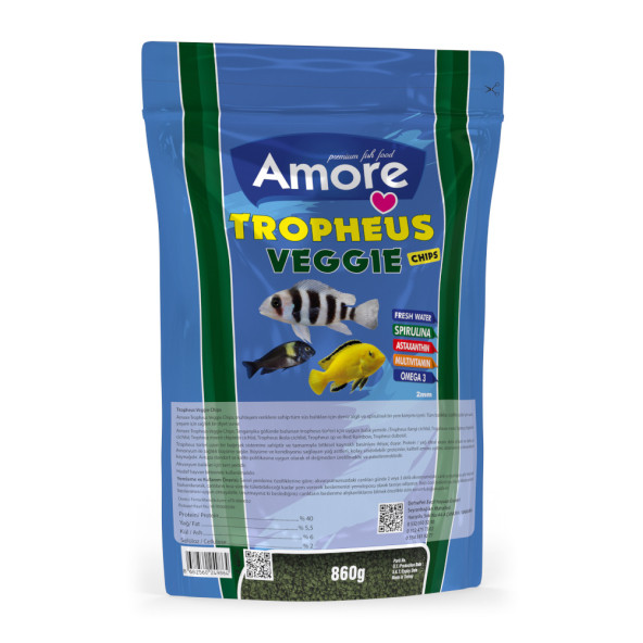 Amore Tropheus Veggie 860 gr Chips Tanganyika Malawi Bitkisel Algae Spirulina Sarımsak Balık Yemi ürün görseli 1