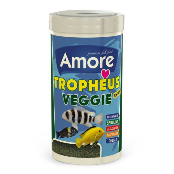 Amore Tropheus Veggie Chips 250ml Green Algae Ve Spirulina Akvaryum Balık Yemi 100gr ürün görseli 1