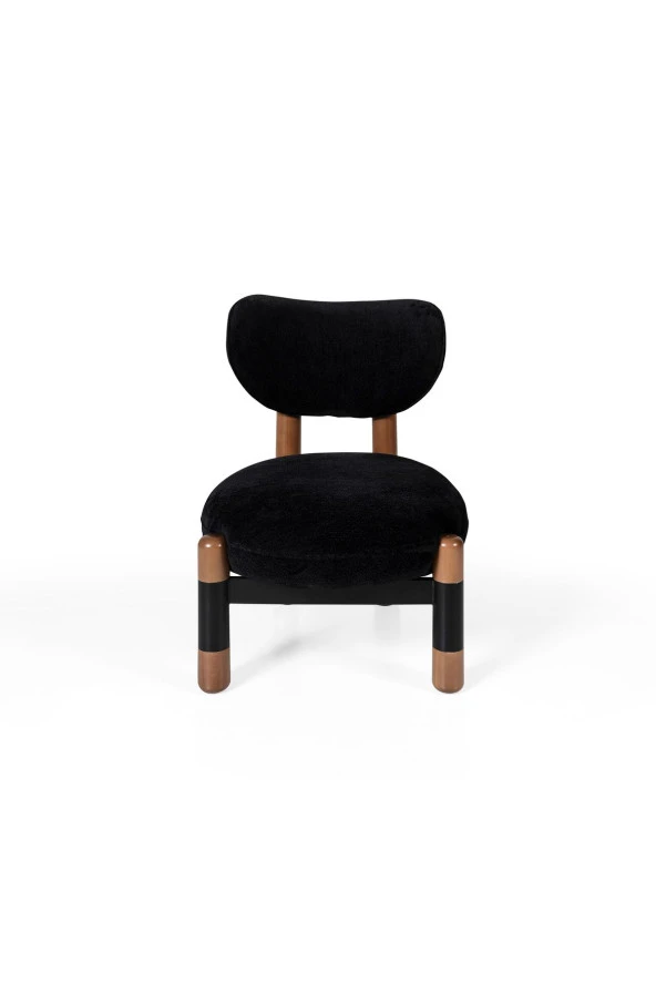 TurkishTouch Modern Berjer Siyah Teddy Kumaş Ahşap Ayak Siyah Metal Gövde Tekli Koltuk Salon Genç Odası Ofis ürün görseli 1