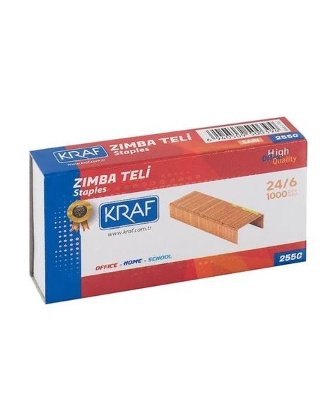 Kraf Zımba Teli 24/6 Sarı 1000 li 3 lü Set 255G ürün görseli 1