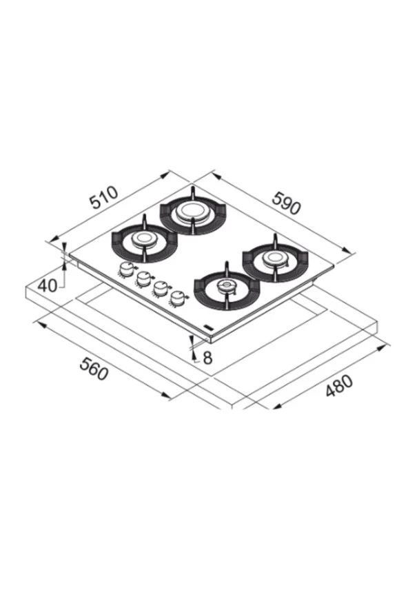 Ocak Maris Free FHMF 604 4G C BK - Resim 2