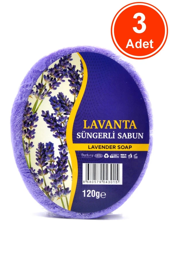 Lavanta Özlü Süngerli Sabun Banyo Duş Sabunu 120 G x 3 Adet ürün görseli 1