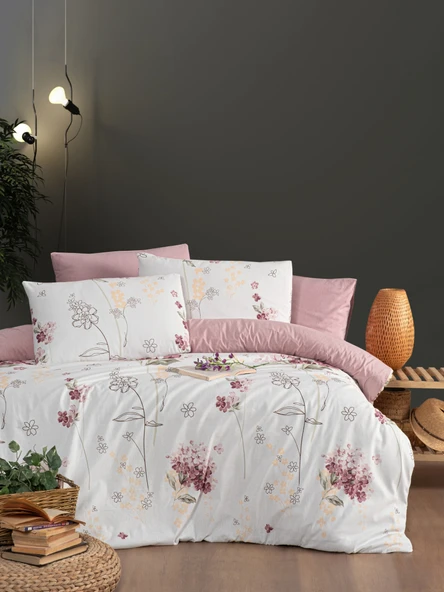 MyStory Home Lastikli Çarşaflı Çift Kişilik Nevresim Takımı Viola 200x220 cm ürün görseli 1