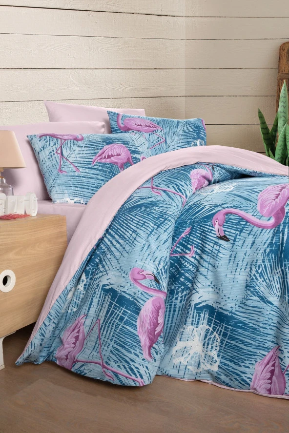 MyStory Home Lastikli Çarşaflı Tek Kişilik Nevresim Takımı Flamingo ürün görseli 1