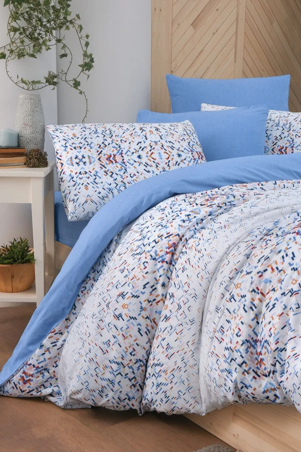 MyStory Home Lastikli Çarşaflı Tek Kişilik Nevresim Takımı Bluem ürün görseli 1