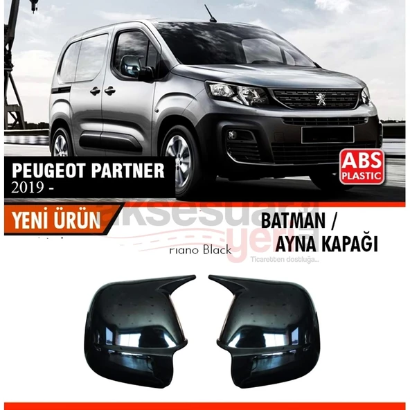Peugeot Partner 2019+ Uyumlu Yarasa Batman Ayna Kapağı Piano Black ürün görseli 1