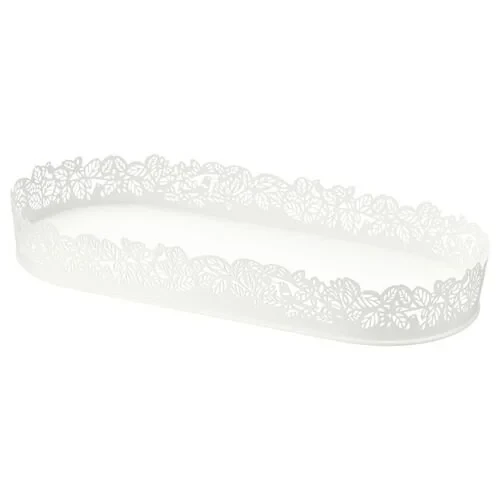 IKEA Samverka Metal Beyaz Mum Tabağı Dekoratif 35x15 cm ürün görseli 1