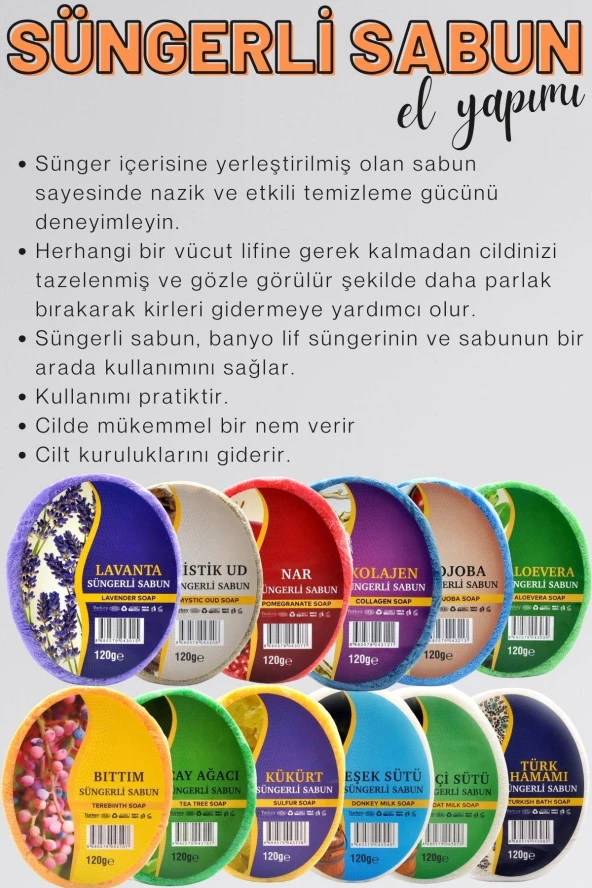Kolajen Özlü Süngerli Sabun Banyo Duş Sabunu 120 G ürün görseli 1