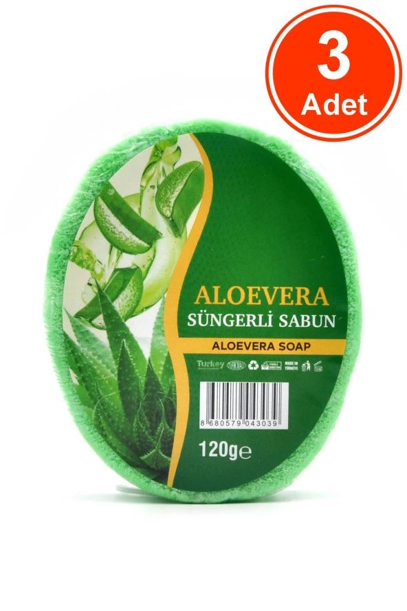 Aloevera Özlü Süngerli Sabun Banyo Duş Sabunu 120 G x 3 Adet ürün görseli 1