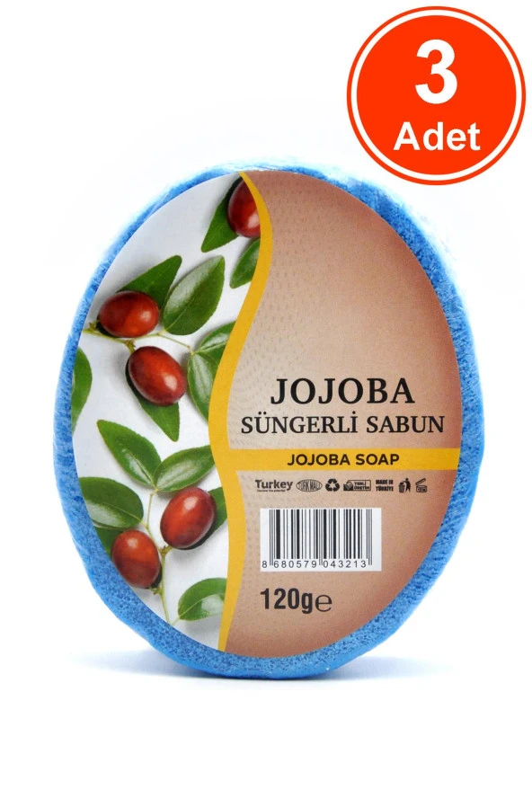 Jojoba Özlü Süngerli Sabun Banyo Duş Sabunu 120 G x 3 Adet ürün görseli 1
