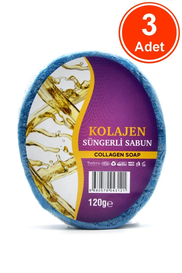 Kolajen Özlü Süngerli Sabun Banyo Duş Sabunu 120 G x 3 Adet ürün görseli 1