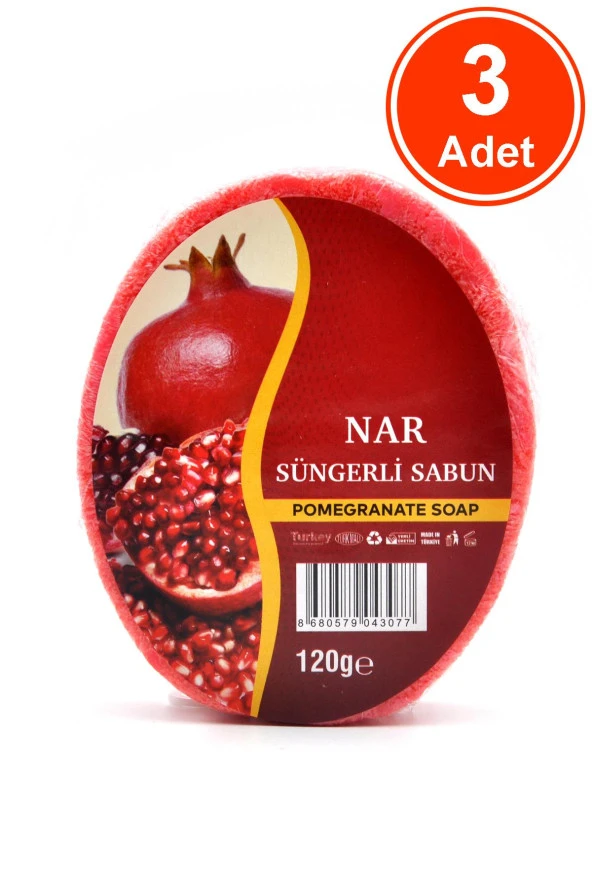 Nar Özlü Süngerli Sabun Banyo Duş Sabunu 120 G x 3 Adet ürün görseli 1