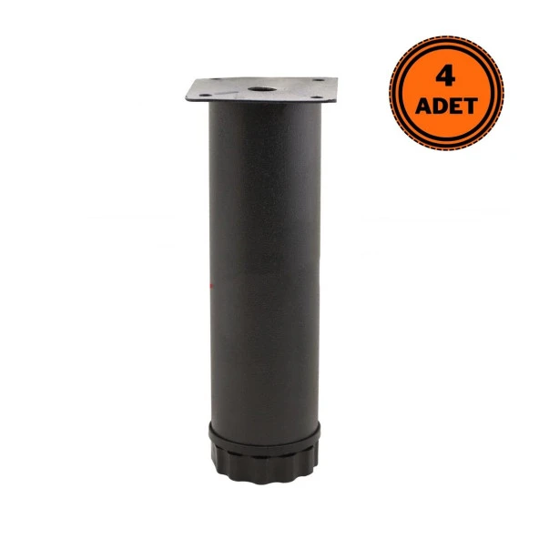 4 Adet Mobilya Ayağı Metal 15 cm Ayarlı 42 mm Mat Siyah Ayak ürün görseli 1