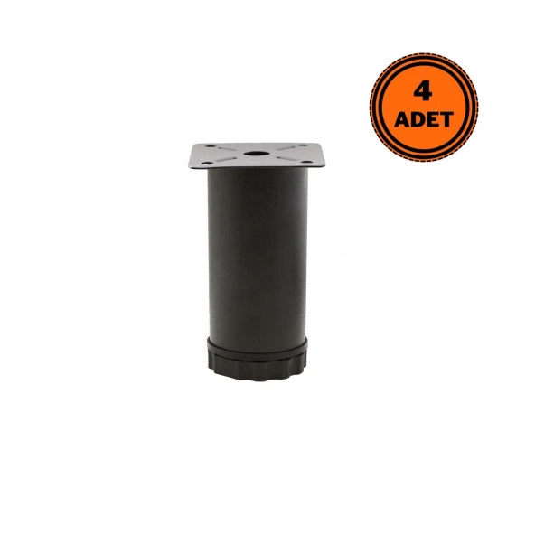 4 Adet Mobilya Ayağı Metal 6 cm Ayarlı 42 mm Mat Siyah Ayak ürün görseli 1