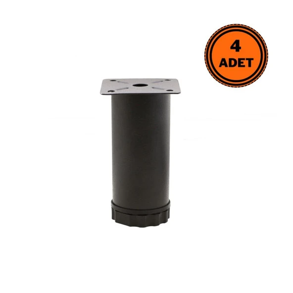 4 Adet Mobilya Ayağı Metal 8 cm Ayarlı 42 mm Mat Siyah Ayak ürün görseli 1