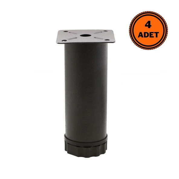 4 Adet Mobilya Ayağı Metal 12 cm Ayarlı 42 mm Mat Siyah Ayak ürün görseli 1