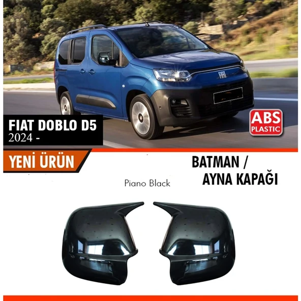 Fiat Doblo D5 2024 Uyumlu Yarasa Batman Ayna Kapağı Piano Black ürün görseli 1