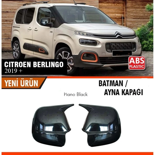 Citroen Berlingo 2019+ Uyumlu Yarasa Batman Ayna Kapağı Piano Black ürün görseli 1