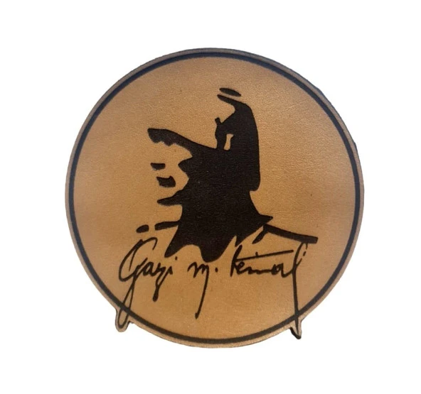 ATATÜRK Gazi Mustafa Kemal İmzalı - Deri Peç - Arma - Leather Patch ürün görseli 1