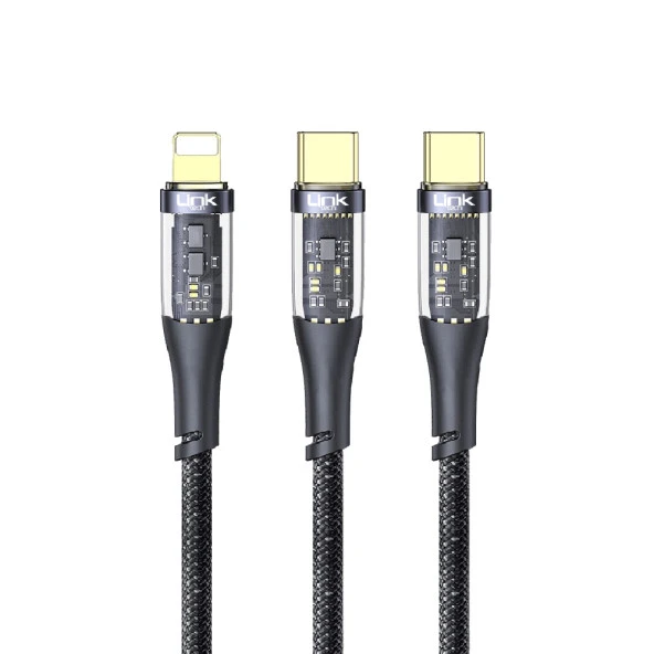 LinkTech K674 Multi 2in1 Type-C + Lightning PD 60W Hızlı Şarj Kablosu - Resim 2