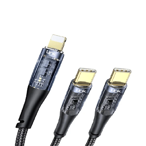 LinkTech K674 Multi 2in1 Type-C + Lightning PD 60W Hızlı Şarj Kablosu - Resim 3