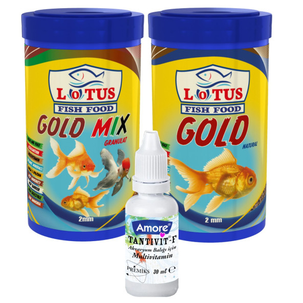 Lotus Japon Balığı Yem Vitamin Seti, 100 Ml Gold Natural, 100 Ml Gold Mix ürün görseli 1
