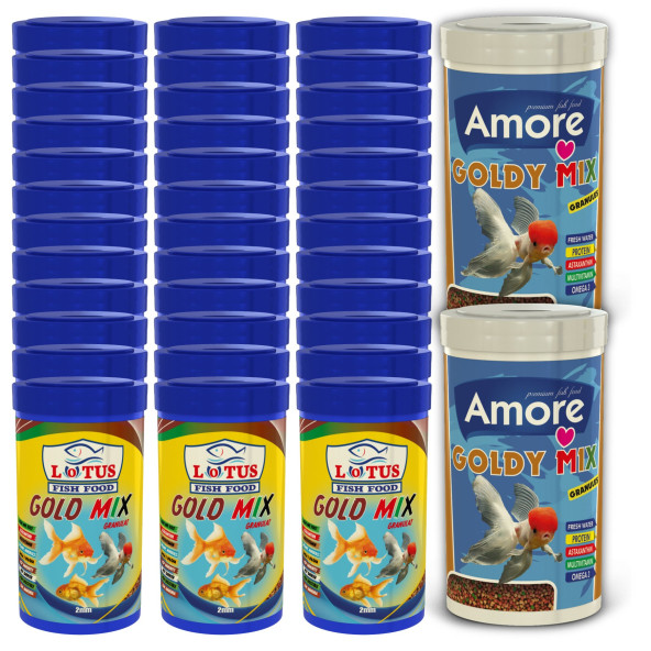 Lotus Gold Mix Granulat 36x100ml Japon Balık Yemi Ve 2x250ml Kutu ürün görseli 1