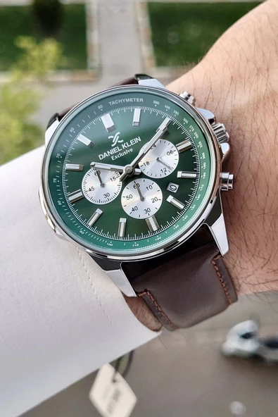 Daniel Klein DKISTE1200 Kasası Gümüş Kordonu Kahverengi Renk Hediye Paketli Kronometreli Erkek Kol Saati ürün görseli 1