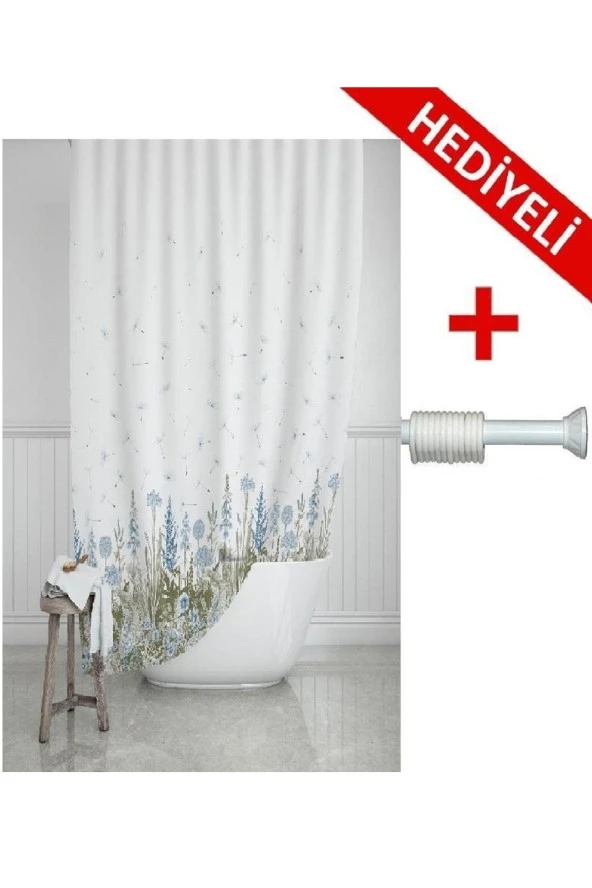 Prado Kır Banyo Perdesi, Duş Perdesi 180X200Cm Askı Hediyeli ürün görseli 1
