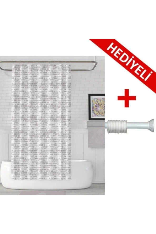 Prado The Wall Banyo Perdesi + Askı Hediyeli 180X200 ürün görseli 1